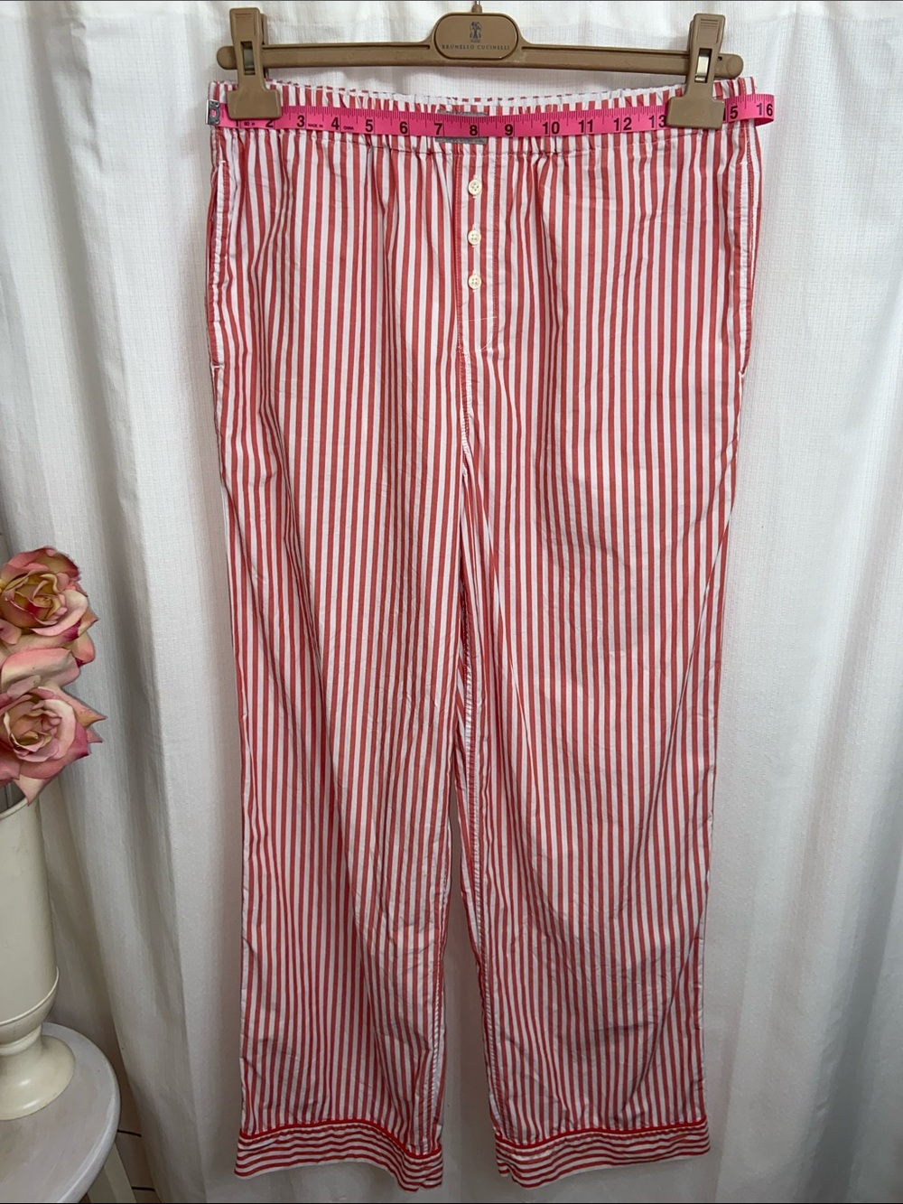J.Crew Red and White Striped 100% Cotton PJ Style Pants - Picture 7 of 9